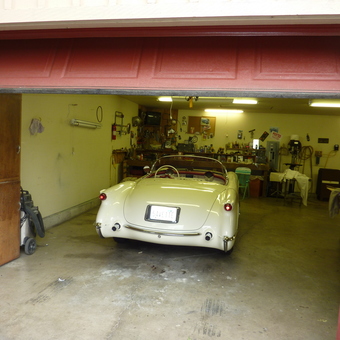 Classic Convertible and Organized Workbench Garage - worm from vancouver, wa