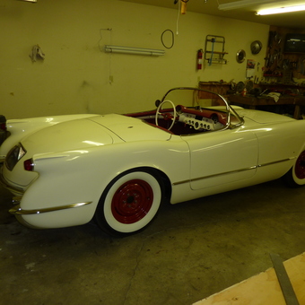 Classic White Convertible and Organized Garage Workspace - worm from vancouver, wa