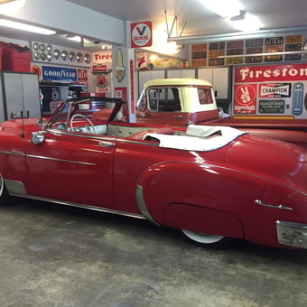 Classic Car Garage with Retro Signs and Cabinets - Patina Rod Shop from Anaheim, California