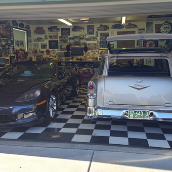 Classic Car Garage with Checkered Floor and Wall Decor - Dennis Stone from Bremerton, Washington