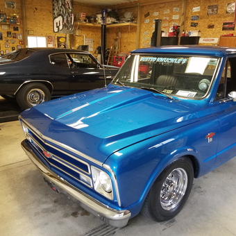 Classic Chevy Truck and Muscle Car in Decorated Garage - Crago from Huntington, Indiana