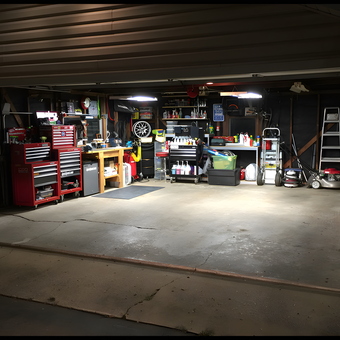 Organized garage with tool chests and workbenches - Doug C. from Wheaton, IL