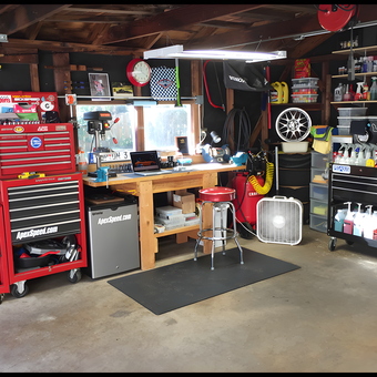 Organized garage with tool chests, workbench, and storage - Doug C. from Wheaton, IL