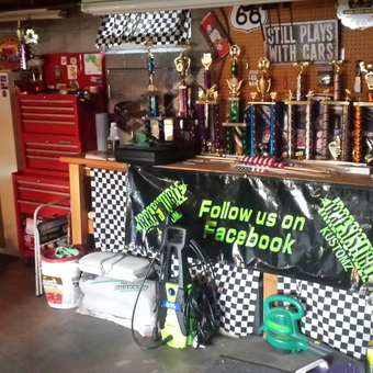 Organized garage with tool cabinets, trophies, and tools - Mike from Bettendorf, IA