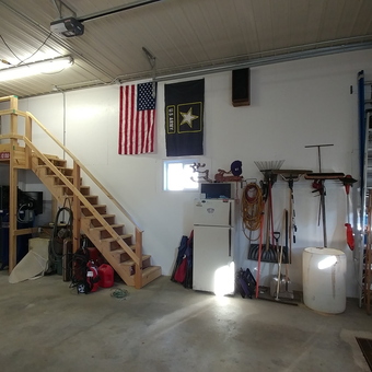 Organized Garage with Tools, Ladders, and Loft - Mustang Man from Courtland, MN