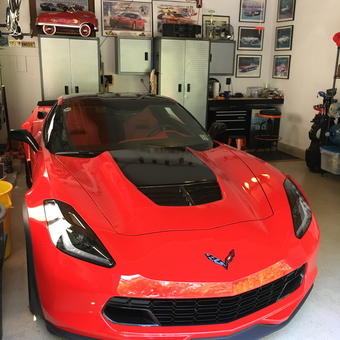 Red Corvette and Diamond Plate Cabinets in Organized Garage - Bruce from East Brunswick, NJ