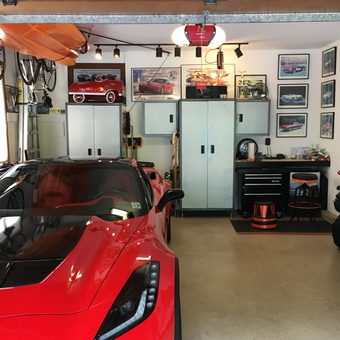Organized Garage with Metal Cabinets and Corvette - Bruce from East Brunswick, NJ