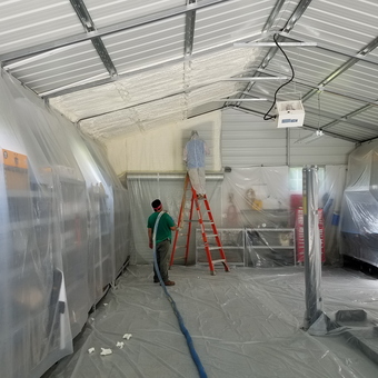 Garage Spray Foam Insulation with Shelving Units - OLDFRED from Snellville, ga