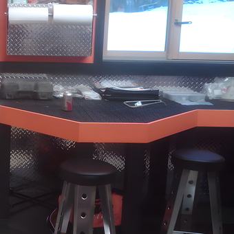 Diamond Plate Garage Workbench with Stools - David from Eighty Four, PA