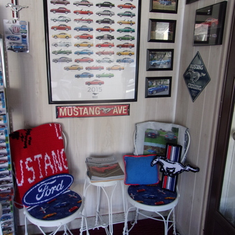 Mustang Decorated Garage Corner with Memorabilia - Skippy from Englewood, OHIO