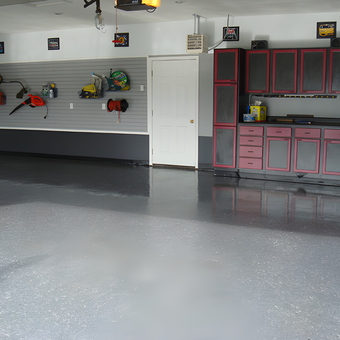 Garage with Wall Storage, Cabinets, and Epoxy Floor - Beau's Man Cave from Oshkosh, WI