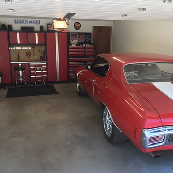 Red Classic Car and Red Garage Cabinets - Mike from Nelson, British Columbia