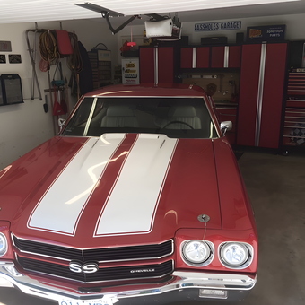 Classic Car with Red Garage Cabinets and Tool Storage - Mike from Nelson, British Columbia