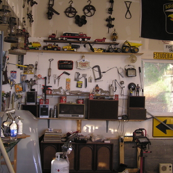 Organized Garage Pegboard With Tools and Diecast Cars - Raymond from Redding, CA
