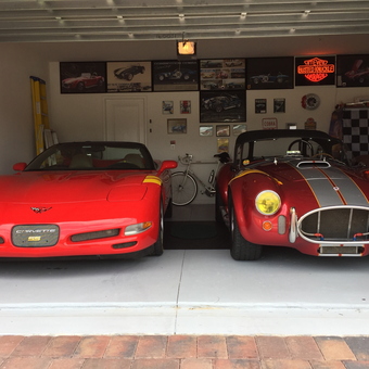 Classic Red Corvette and Cobra in Decorated Garage - Sandman from Clermont, Florida
