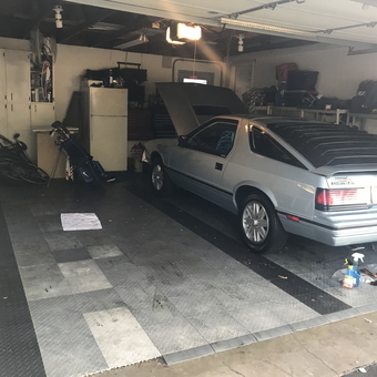 Garage with Classic Car, Cabinets, and Tile Flooring - Reece from Ballwin, MO