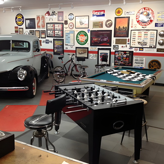Classic Car Garage with Game Tables and Wall Decor - Dennis from Longmont, CO