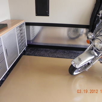 Garage With Metal Cabinets, Diamond Plate Wall, and Motorcycle - remzy from Rogers, AR