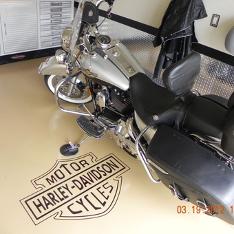 Harley-Davidson Garage with Metal Cabinets and Logo Floor - remzy from Rogers, AR
