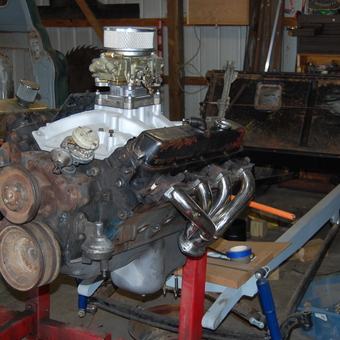 V8 Engine on Stand with Chrome Headers - Spike from Republic, Missouri