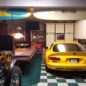 Custom Garage with Cabinets, Bar, and Classic Cars - JC from Temecula, California