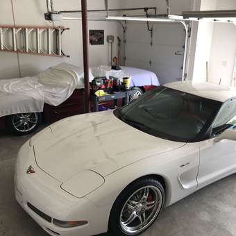 Organized garage with Corvettes, storage, and tools - LS6Carguy from Overland Park, KS