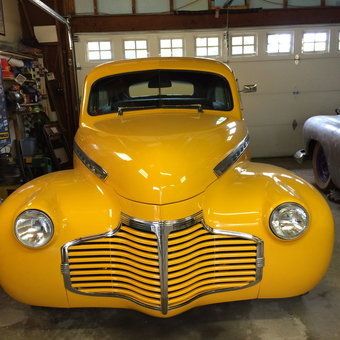 Classic Yellow Hot Rod in Garage with Vintage Decor - Spike 4151 from Ishpeming, Michigan