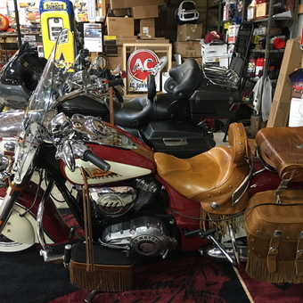Classic Indian Motorcycle and Vintage Gas Pumps - Jeff from Canal Winchester, Ohio
