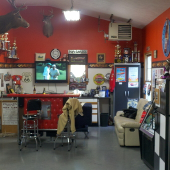 Garage Bar With Retro Decor, Trophies, and Lounge - Jack Schultz from Traverse City, MI