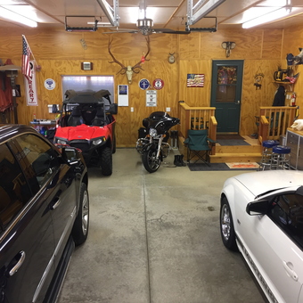 Organized Garage with Vehicles, Workbench, and Stools - Richard from Gillette, WY