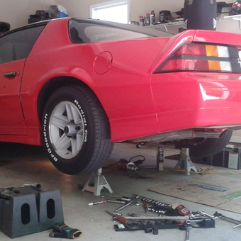 Red Camaro on Jack Stands with Tools in Garage - Big Chris from Hampton, GEORGIA