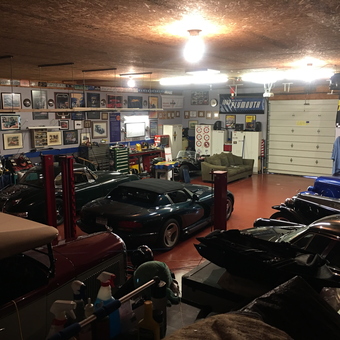 Classic Car Garage with Wall Art and Auto Lifts - Michigan Mille from Highland, MI