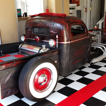 Retro Hot Rod Garage With Tool Cabinets and Floor Tiles - MR COKE from GRASS VALLEY, CA