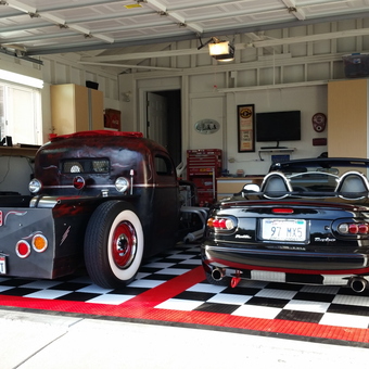 Checkered Garage Flooring, Cabinets, and Classic Cars - MR COKE from GRASS VALLEY, CA