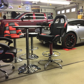 Racing Style Garage Chairs and Table Set - Automobile Furniture