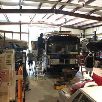 Spacious garage with car lifts, bus, tools, and parts - Gearheadgarage from Dripping Springs, TX