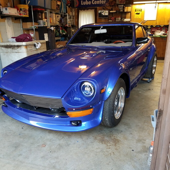Classic Blue Datsun in Organized Garage - Datsun Dave from Marysville, WA