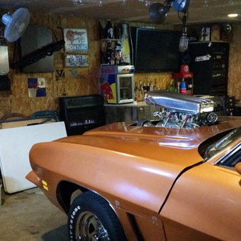 Classic muscle car, garage decor, and bar fridge - Rud from Coon Rapids, Minnesota