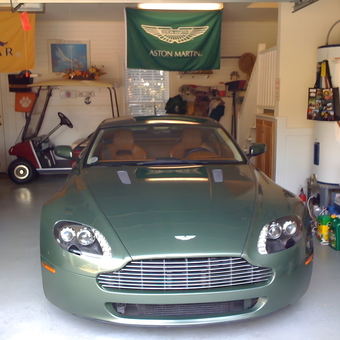Aston Martin in Organized Garage with Wall Flags - PhastPhil from Johns Island, South Carolina