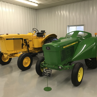 Classic John Deere Tractors Displayed in Clean Garage - John Deere Nut