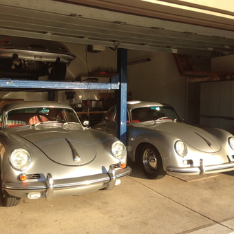 Classic Silver Cars with Car Lift in Organized Garage - 356 from Jacksonville, Florida