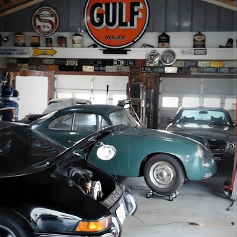 Classic Car Garage with Gulf Sign and License Plates - Kim LaRowe from Mills River, NC