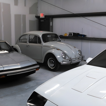 Classic Cars in Spacious Garage with Wall Shelving - Toofast from Minneola, FL