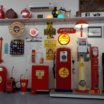 Vintage Gas Pumps and Garage Signs Display - Wayne from Coldspring, TX
