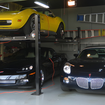 Garage Car Lift with Classic and Modern Cars - Steve and Michele from Hockessin, DE