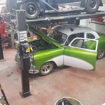 Classic Car Garage with Four Post Lift and Tool Storage - Don