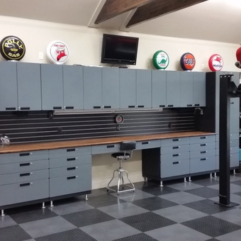 Modern Garage Cabinets and Car Lift Setup - THE CUDA CAVE from Choudrant, LA