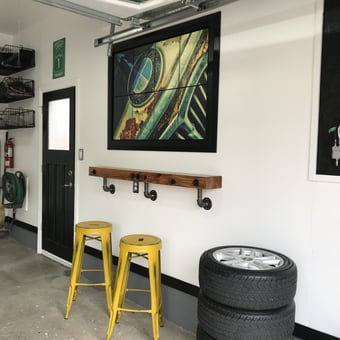 Organized garage with yellow stools and wall storage - Dave from Guelph, Ontario