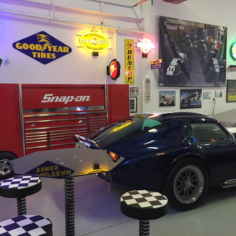 Racing Garage with Snap-on Toolbox and Neon Signs - Ford Racing Garage from Bethlehem, PA