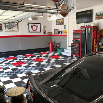 Checkered Garage Floor, Tool Storage, and Wall Art - Randy from Indianola, Iowa